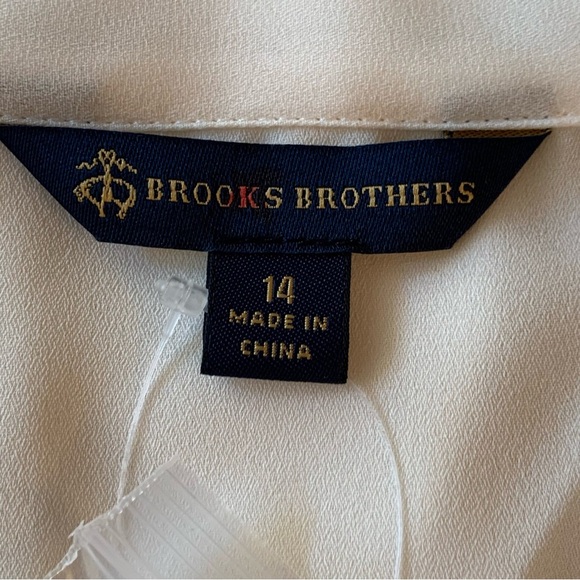 Brooks Brothers Georgette Bow-Neck Blouse Women’s 14 Ivory Button Up Top NWT - Picture 7 of 10